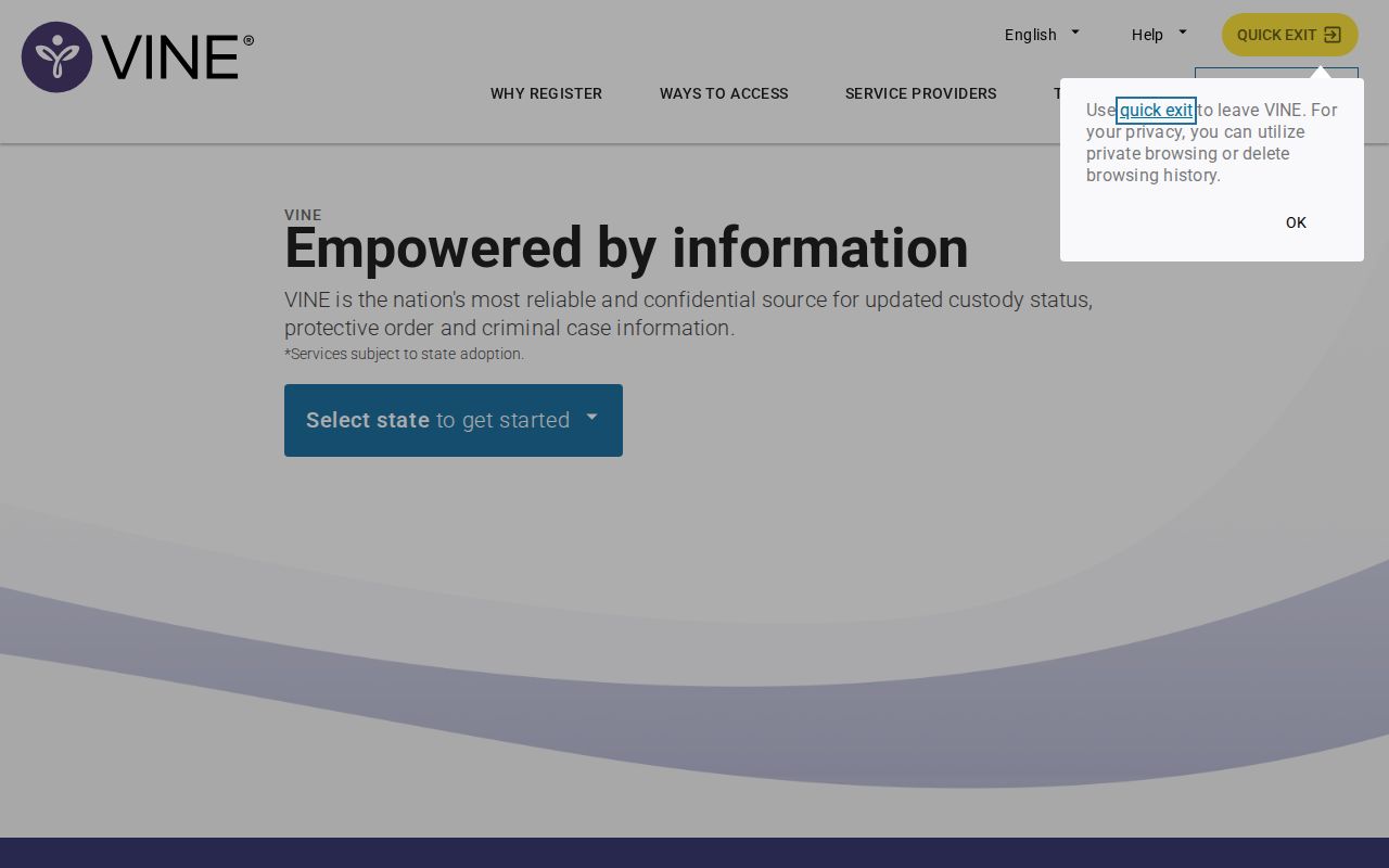 Frederick County VINELink release check search screen