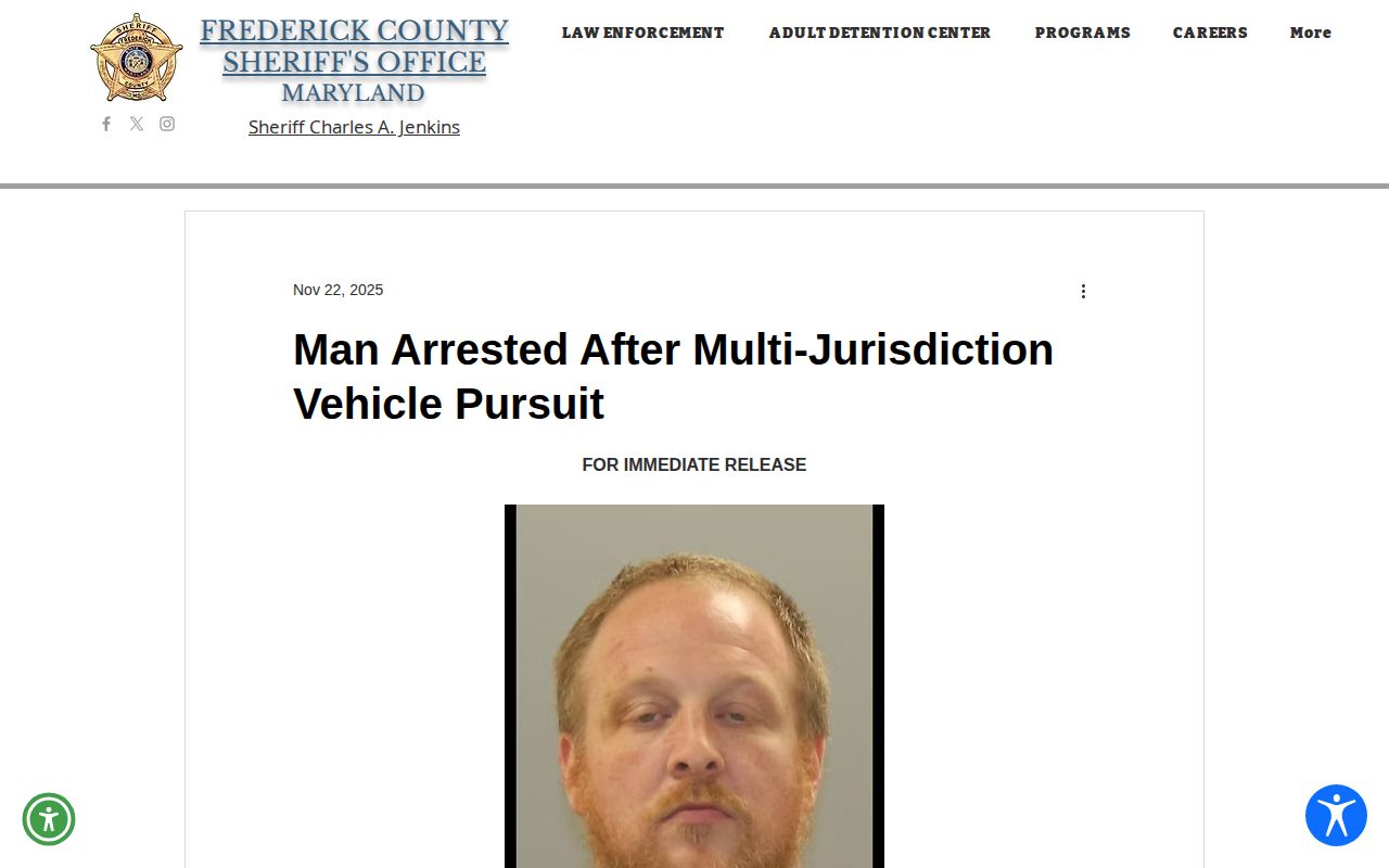 Frederick County released mugshot official booking photo post